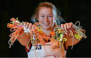 28 November 2013; Sarah McGrath, DCU Mercy Basketball, in attendance to help raise the profile of the Cappagh Hospital 'Funky Feet' Campaign. DCU Sports Arena, Ballymun, Dublin. Picture credit: Ramsey Cardy / SPORTSFILE