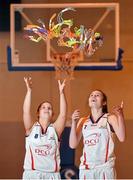 28 November 2013; Lauren Hynes, left, and Sarah Fitzpatrick, DCU Mercy Basketball, in attendance to help raise the profile of the Cappagh Hospital 'Funky Feet' Campaign. DCU Sports Arena, Ballymun, Dublin. Picture credit: Ramsey Cardy / SPORTSFILE