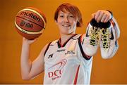 28 November 2013; Lindsey Peat, DCU Mercy Basketball Team, in attendance to help raise the profile of the Cappagh Hospital 'Funky Feet' Campaign. DCU Sports Arena, Ballymun, Dublin. Picture credit: Ramsey Cardy / SPORTSFILE