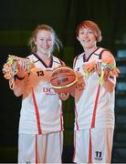 28 November 2013; Sarah McGrath, left, and Lindsey Peat, DCU Mercy Basketball Team, in attendance to help raise the profile of the Cappagh Hospital 'Funky Feet' Campaign. DCU Sports Arena, Ballymun, Dublin. Picture credit: Ramsey Cardy / SPORTSFILE