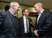 28 November 2013; Republic of Ireland Manager Martin O'Neill with former Kildare player Glenn Ryan, left, and former Munster and Ireland player Mick Galwey, right, at the opening of the new Murray & Spelman Ltd Insurance and Finance office in Naas, Co. Kildare. Picture credit: Matt Browne / SPORTSFILE