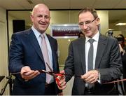 28 November 2013; Republic of Ireland Manager Martin O'Neill, in the company of Michael Culhane, Managing Director of Murray & Spelman Ltd., officially opens the new Murray & Spelman Ltd Insurance and Finance office in Naas, Co. Kildare. Picture credit: Matt Browne / SPORTSFILE