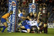 29 November 2013; Connacht go over the line through the posts but the ball is held up. Celtic League 2013/14, Round 9, Edinburgh Rugby v Connacht, Murrayfield, Edinburgh, Scotland. Picture credit: Kenny Smith / SPORTSFILE