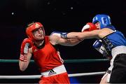 29 November 2013; Ireland's Katie Taylor, Bray Boxing Club, left, exchanges punches with Caroline Verveyre, Canada. Road to Rio with Katie Taylor and Bray Boxing Club, Mansion House, Dublin. Photo by Sportsfile