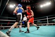 29 November 2013; Ireland's Katie Taylor, Bray Boxing Club, right, exchanges punches with Caroline Verveyre, Canada. Road to Rio with Katie Taylor and Bray Boxing Club, Mansion House, Dublin. Photo by Sportsfile