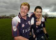 17 February 2005; Rory O'Connor, left, and Owen Gallagher, Sligo IT celebrate after victory over UCD. Sigerson Cup, Semi-Final, UCD v Sligo IT, Belfield, UCD, Dublin. Picture credit; Matt Browne / SPORTSFILE
