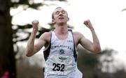 19 February 2005; Gary Murray, St. Malachy's A.C. crosses the line to win the Senior Mens event. AAI National Inter Club Cross Country Championships, Santry, Dublin. Picture credit; Brian Lawless / SPORTSFILE