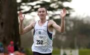 19 February 2005; Gary Murray, St. Malachy's A.C. crosses the line to win the Senior Mens event. AAI National Inter Club Cross Country Championships, Santry, Dublin. Picture credit; Brian Lawless / SPORTSFILE
