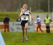 19 February 2005; Jolene Byrne, Donore Harriers A.C., approaches the finish on her way to win the Senior Womens event. AAI National Inter Club Cross Country Championships, Santry, Dublin. Picture credit; Brian Lawless / SPORTSFILE