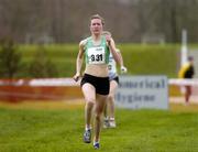 19 February 2005; Roseanne Galligan, Newbridge A.C. approaches the finish line to win the Junior Womens event. AAI National Inter Club Cross Country Championships, Santry, Dublin. Picture credit; Brian Lawless / SPORTSFILE
