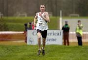 19 February 2005; Gary Murray, St. Mallachy's A.C., approaches the finish to win the Senior Mens event. AAI National Inter Club Cross Country Championships, Santry, Dublin. Picture credit; Brian Lawless / SPORTSFILE