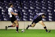 19 February 2005; Kieran Lewis, Leinster, touches down to score his sides opening try. Celtic League 2004-2005, Pool 1, Edinburgh Rugby v Leinster, Murrayfield Stadium, Edinburgh, Scotland. Picture credit; Gordon Fraser / SPORTSFILE