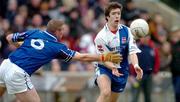 20 February 2005; Patrick Harte, Ballina Stephenites, in action against Martin Cahill, Kilmurray-Ibrickane. AIB All-Ireland Club Senior Football Championship Semi-Final, Ballina Stephenites v Kilmurray-Ibrickane, Pearse Stadium, Galway. Due to a colour clash both teams wear their provincial colours. Picture credit; Pat Murphy / SPORTSFILE