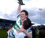 20 February 2005; Portlaoise players Peter McNulty, left, and Colm Byrne celebrate after victory over Crossmaglen Rangers. AIB All-Ireland Club Senior Football Championship Semi-Final, Crossmaglen Rangers v Portlaoise, Parnell Park, Dublin. Picture credit; Damien Eagers / SPORTSFILE