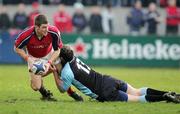 20 February 2005; James Storey, Munster, in action against Graeme Morrison, Glasgow Rugby. Celtic League 2004-2005, Pool 1, Munster v Glasgow Rugby, Thomond Park, Limerick. Picture credit; Kieran Clancy / SPORTSFILE