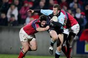 20 February 2005; Calvin Howarth, Glasgow Rugby, in action against Marcus Horan and Jim Williams, right, Munster. Celtic League 2004-2005, Pool 1, Munster v Glasgow Rugby, Thomond Park, Limerick. Picture credit; Kieran Clancy / SPORTSFILE