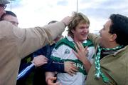 20 February 2005; Barry Fitzgerald, Portlaoise, is congratulated by fans after victory over Crossmaglen Rangers. AIB All-Ireland Club Senior Football Championship Semi-Final, Crossmaglen Rangers v Portlaoise, Parnell Park, Dublin. Picture credit; Damien Eagers / SPORTSFILE