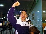 21 February 2005; Special Olympics Team Ireland, sponsored by eircom, athlete Warren Tate, of Stillorgan, Dublin, in jovial mood before departing from Dublin Airport for the 2005 Special Olympics World Winter Games in Nagano, Japan. Dublin Airport, Dublin. Picture credit; Pat Murphy / SPORTSFILE