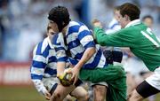 21 February 2005; Barry Kelly, Blackrock College, in action against Rowan Crean and Kevin Ryan,12, Gonzaga College. Leinster Schools Junior Cup Quarter-Final, Blackrock College v Gonzaga College, Donnybrook, Dublin. Picture credit; Matt Browne / SPORTSFILE