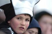 22 February 2005; Belvedere College fan Niall Finnan watches the game. Leinster Schools Junior Cup Quarter-Final, Belvedere College v Kilkenny College, Donnybrook, Dublin. Picture credit; Pat Murphy / SPORTSFILE