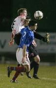 22 February 2005; Eamonn Doherty, Derry City, in action against Shay Campbell, Linfield. Pre-Season Friendly, Derry City v Linfield, Brandywell, Derry. Picture credit; David Maher / SPORTSFILE