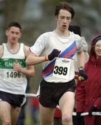 19 February 2005; Eoin McCormack, Dundrum South Dublin A.C., in action during the Junior Mens event. AAI National Inter Club Cross Country Championships, Santry, Dublin. Picture credit; Brian Lawless / SPORTSFILE