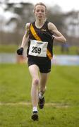 19 February 2005; Third place Frances Nic Reamoin, Clonliffe Harriers A.C., approaches the finish during the Junior Womens event. AAI National Inter Club Cross Country Championships, Santry, Dublin. Picture credit; Brian Lawless / SPORTSFILE
