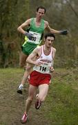 19 February 2005; Eugene O'Neill (114), Crusaders A.C., and Paul Fleming, Rathfarnham W.S.A.F. A.C., in action during the Senior Mens event. AAI National Inter Club Cross Country Championships, Santry, Dublin. Picture credit; Brian Lawless / SPORTSFILE