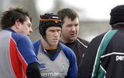 23 February 2005; Reggie Corrigan, left, Johnny O'Connor and Anthony Foley, right, pictured during Ireland rugby squad training. Terenure Rugby Club, Dublin. Picture credit; Matt Browne / SPORTSFILE