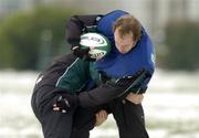 23 February 2005; Denis Hickie is tackled by Shane Horgan during Ireland rugby squad training. Terenure Rugby Club, Dublin. Picture credit; Matt Browne / SPORTSFILE