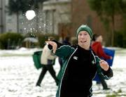 23 February 2005; Peter Stringer throws a snowball after Ireland rugby squad training. Terenure Rugby Club, Dublin. Picture credit; Matt Browne / SPORTSFILE