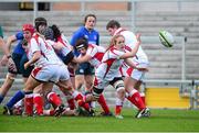 30 November 2013; Imogen Porter, Ulster, gives the ball out of the ruck. Women's Interprovincial, Ulster v Leinster, Ravenhill Park, Belfast, Co. Antrim. Picture credit: Oliver McVeigh / SPORTSFILE