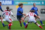 30 November 2013; Jenny Murphy, Leinster, about to be tackled by Grace Davitt, Ulster. Women's Interprovincial, Ulster v Leinster, Ravenhill Park, Belfast, Co. Antrim. Picture credit: Oliver McVeigh / SPORTSFILE