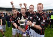 1 December 2013; Brothers from left, John, Richard, Paul and Edward Coady, Mount Leinster Rangers, celebrate with the cup after the game. AIB Leinster Senior Club Hurling Championship Final, Oulart the Ballagh, Wexford v  Mount Leinster Rangers, Carlow, Nowlan Park, Kilkenny. Photo by Sportsfile