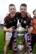1 December 2013; Brothers Michael, left, and Eoin Doyle, Mount Leinster Rangers, celebrate with the cup after the game. AIB Leinster Senior Club Hurling Championship Final, Oulart the Ballagh, Wexford v  Mount Leinster Rangers, Carlow, Nowlan Park, Kilkenny. Photo by Sportsfile