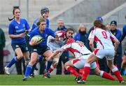 30 November 2013; Vikki McGinn, Leinster, is tackled by Nikita Armstrong, Ulster. Women's Interprovincial, Ulster v Leinster, Ravenhill Park, Belfast, Co. Antrim. Picture credit: Oliver McVeigh / SPORTSFILE