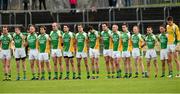 1 December 2013;The Glenswilly team stand for the National Anthem. AIB Ulster Senior Club Football Championship Final, Glenswilly, Donegal v Ballinderry Shamrocks, Derry, Healy Park, Omagh, Co. Tyrone. Picture credit: Oliver McVeigh / SPORTSFILE