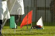 20 February 2005; The new red flag, used to signal 2 points for a ball directly over the bar from a sideline cut, stands next to the white flag, used to signal one point and the green flag, used to signal a goal. Allianz National Hurling League, Division 1B, Cork v Limerick, Pairc Ui Chaoimh, Cork. Picture credit; Brendan Moran / SPORTSFILE