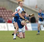 20 February 2005; Enda Coughlan, Kilmurray-Ibrickane, in action against David Brady, Ballina Stephenites. AIB All-Ireland Club Senior Football Championship Semi-Final, Ballina Stephenites v Kilmurray-Ibrickane, Pearse Stadium, Galway. Due to a colour clash both teams wear their provincial colours. Picture credit; Pat Murphy / SPORTSFILE