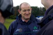 25 February 2005; Former Irish International Peter Clohessy, Ireland Legends 15, is interviewed for T.V. before the start of the match. Legends Game, Ireland Legends 15 v South Africa Legends 15, Templeville Road, Dublin. Picture credit; Brian Lawless / SPORTSFILE