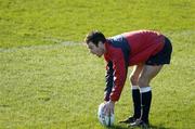 26 February 2005; England out-half Charlie Hodgson in action during kicking practice. England squad kicking practice, Lansdowne Road, Dublin. Picture credit; Brendan Moran / SPORTSFILE