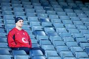 26 February 2005; England's Steve Borthwick watches from the seats in the stand. England squad kicking practice, Lansdowne Road, Dublin. Picture credit; Brendan Moran / SPORTSFILE