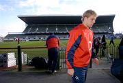 26 February 2005; England's Lewis Moody leaves the pitch. England squad kicking practice, Lansdowne Road, Dublin. Picture credit; Brendan Moran / SPORTSFILE