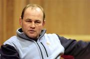 26 February 2005; Coach Andy Robinson answers questions from journalists at an England Rugby press conference prior to their RBS Six Nations game against Ireland. Four Season's Hotel, Dublin. Picture credit; Brendan Moran / SPORTSFILE