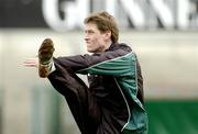 26 February 2005; Out-half Ronan O'Gara in action during kicking practice. Ireland squad kicking practice, Lansdowne Road, Dublin. Picture credit; Brendan Moran / SPORTSFILE