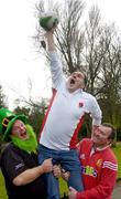 26 February 2005; England fans, from left, Patrick Marriott, Gareth Marshall and Peter Marriott test their skills prior to the RBS Six Nations game against Ireland. St. Stephen's Green, Dublin. Picture credit; Brian Lawless / SPORTSFILE