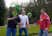 26 February 2005; England fans, from left, Patrick Marriott, Gareth Marshall and Peter Marriott, test their skills prior to the RBS Six Nations game against Ireland. St. Stephen's Green, Dublin. Picture credit; Brian Lawless / SPORTSFILE
