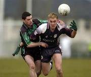 26 February 2005; Eamon McGee, Sligo IT, in action against Ryan O'Neill, QUB. Datapac Sigerson Cup Final, Sligo IT v Queens University Belfast, Dundalk IT, Dundalk, Co. Louth. Picture credit; Matt Browne / SPORTSFILE