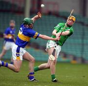 27 February 2005; Niall Moran, Limerick, in action against Declan Fanning, Tipperary. Allianz National Hurling League, Division 1B, Limerick v Tipperary, Gaelic Grounds, Limerick. Picture credit; Kieran Clancy / SPORTSFILE