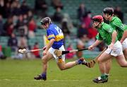 27 February 2005; Mark O'Leary, Tipperary, in action against Damien Reale and Ollie Moran, Limerick. Allianz National Hurling League, Division 1B, Limerick v Tipperary, Gaelic Grounds, Limerick. Picture credit; Kieran Clancy / SPORTSFILE